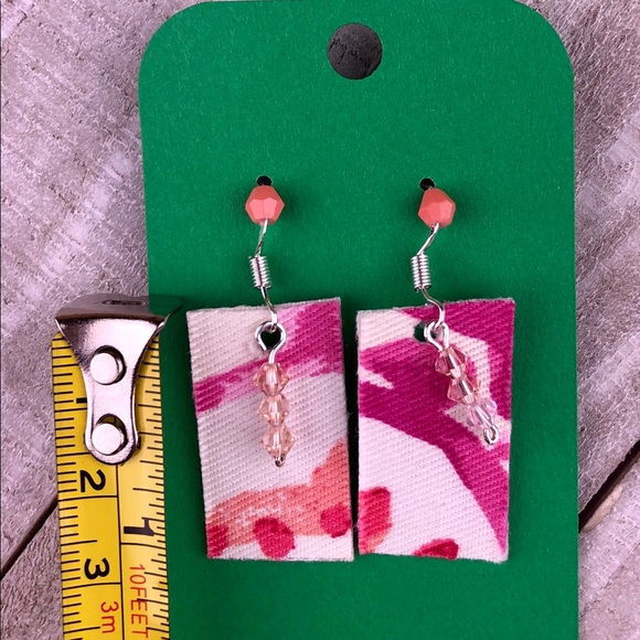 NWT 2PAIR SET Earrings Glass Beaded Fabric Dangle - Picture 8 of 10